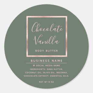 Minimalist modern typography rose gold frame clas classic round sticker