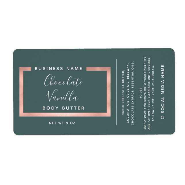 Minimalist modern typography rose gold frame label (Front)