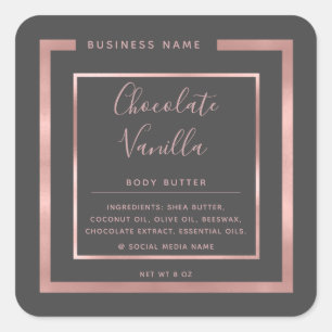 Minimalist modern typography rose gold frame square sticker