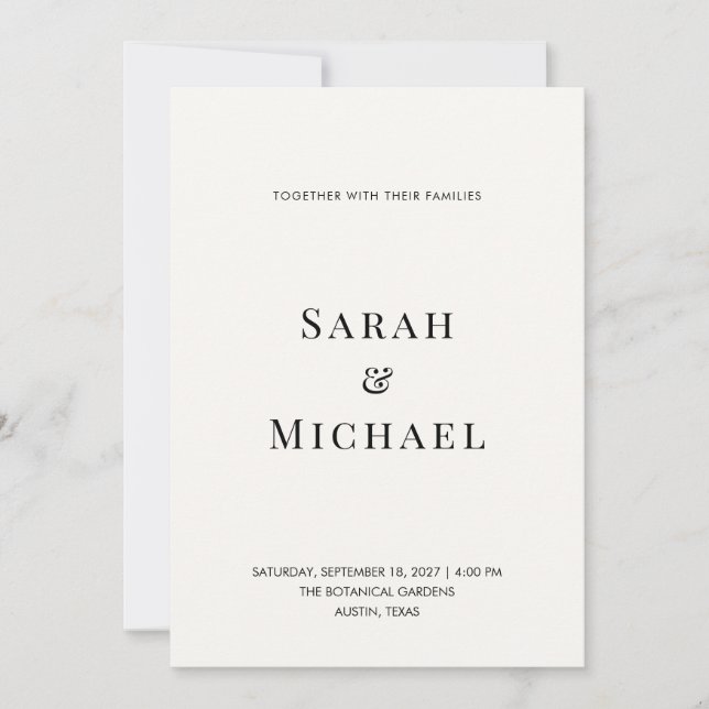 Minimalist Modern Typography Wedding Invitation (Front)