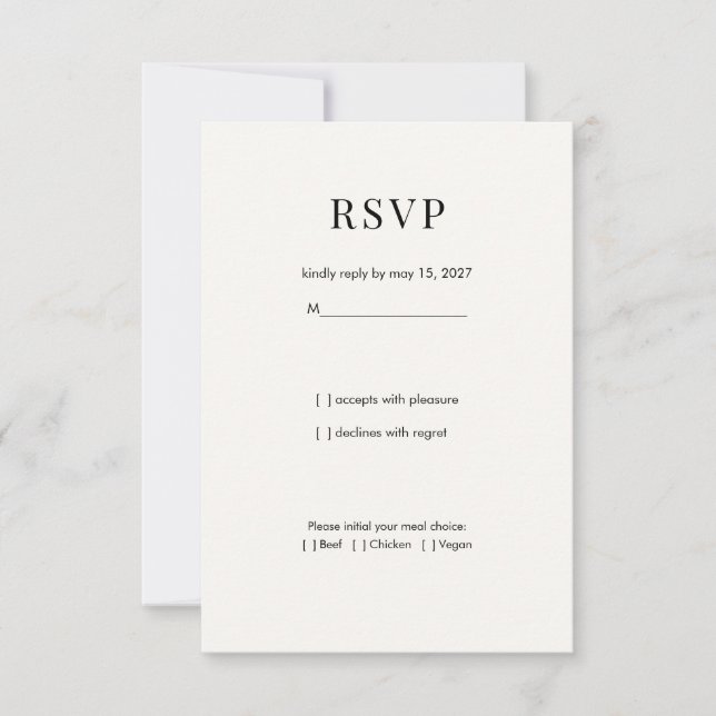 Minimalist Modern Typography Wedding RSVP Card (Front)
