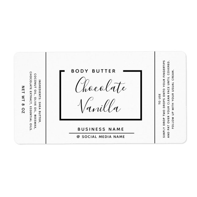 Minimalist modern typography white product  label (Front)