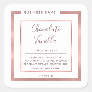 Minimalist modern typography white rose gold frame square sticker