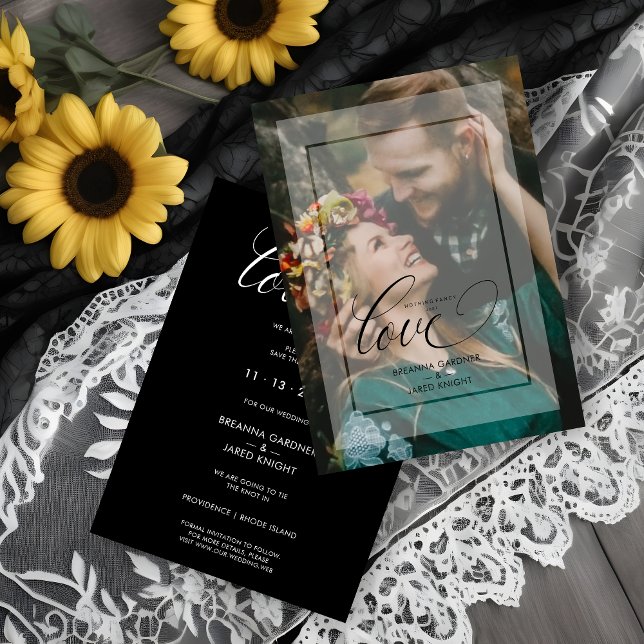 Minimalist Modern Vellum Effect Photo Wedding Save The Date (Minimalist Modern Vellum Effect Photo Wedding Save the Date with Envelope.)