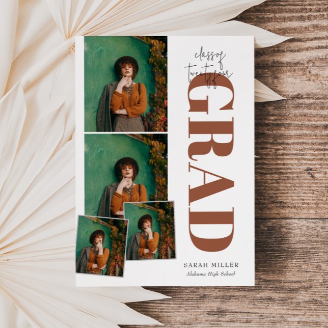 Minimalist Modern Vertical 5 Photo Graduation Invitation (Creator Uploaded)