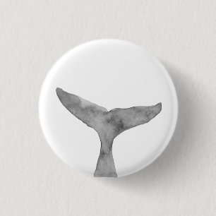 Minimalist Modern Watercolor Whale Fluke 3 Cm Round Badge