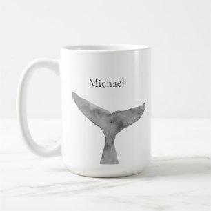 Minimalist Modern Watercolor Whale Fluke Coffee Mug