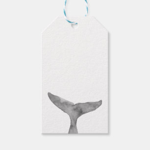 Minimalist Modern Watercolor Whale Fluke  Gift Tags