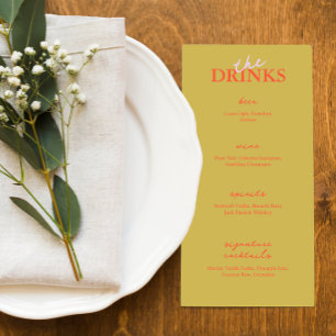 Minimalist Modern Wedding Bar Menu   Drink Menu