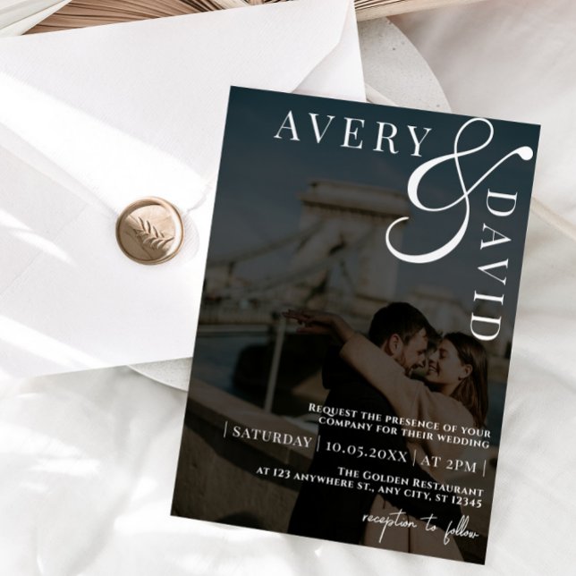 Minimalist Modern Wedding Black Photo Invitation (Creator Uploaded)