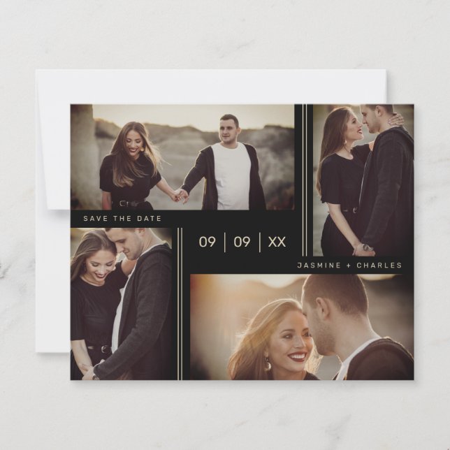 Minimalist Modern Wedding Collage Four Photos (Front)