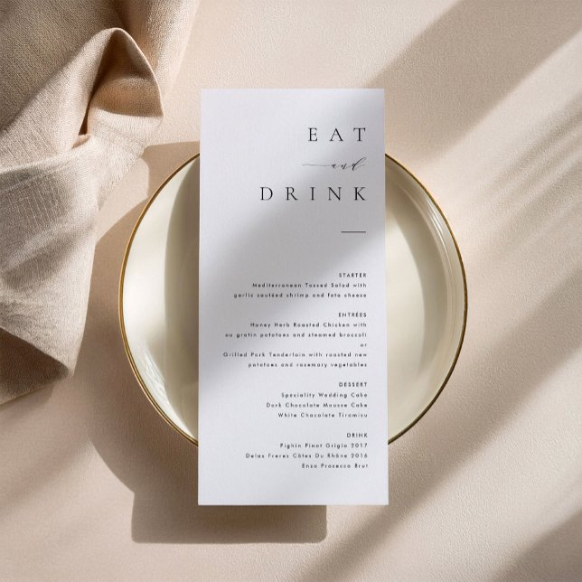 Minimalist Modern Wedding Dinner Menu (Creator Uploaded)