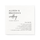 Minimalist Modern Wedding Fun Facts Napkins