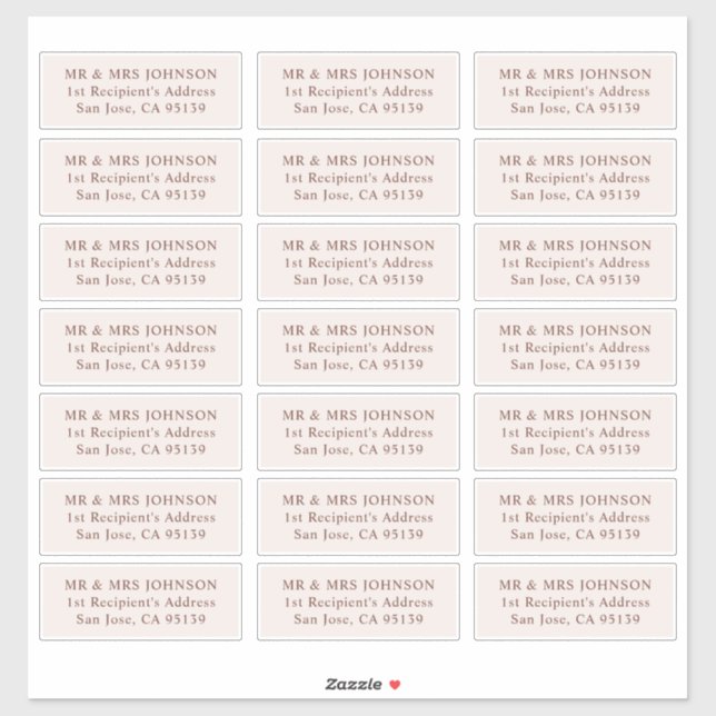 Minimalist Modern Wedding Guest Address Labels  (Sheet)