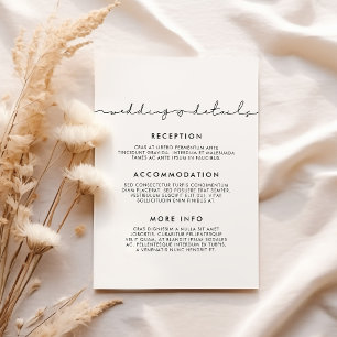 Minimalist modern wedding guest information card