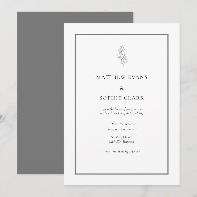 Minimalist Modern Wedding Invitation (Front/Back)