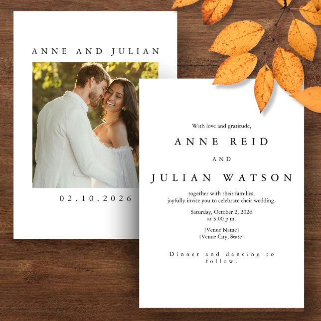 Minimalist Modern Wedding Invitation with a photo (Creator Uploaded)