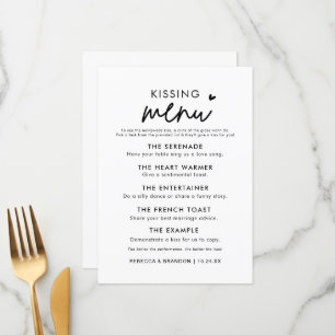 Minimalist Modern Wedding Kissing Menu