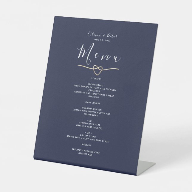 Minimalist Modern Wedding Menu  Pedestal Sign (Front)