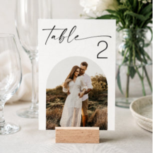 Minimalist Modern Wedding Photo Arch Table Numbers