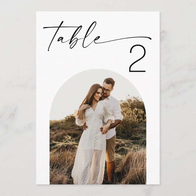 Minimalist Modern Wedding Photo Arch Table Numbers (Front)