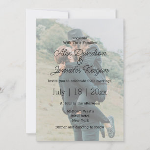 minimalist modern wedding photo overlay invitation