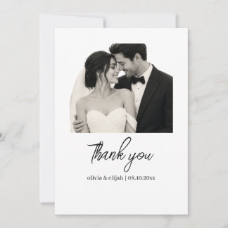 Minimalist Modern Wedding Photo Simple Elegant Thank You Card