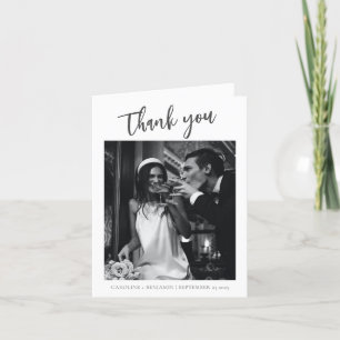 Minimalist Modern Wedding Picture Custom Message Thank You Card