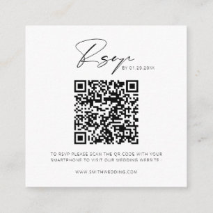 Minimalist Modern Wedding QR Code RSVP Enclosure Card