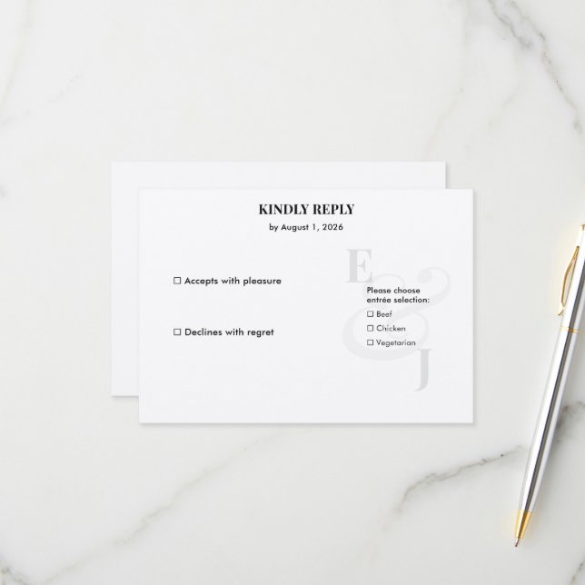 Minimalist Modern Wedding RSVP | QR Code Small 2 (Front/Back In Situ)