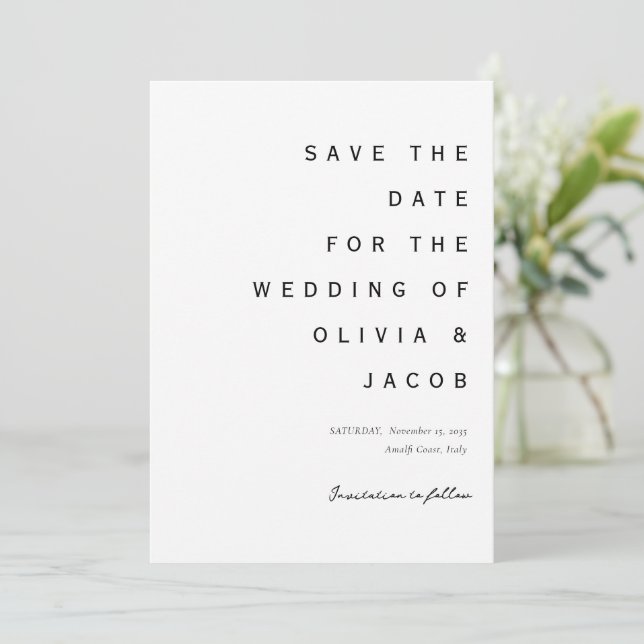 Minimalist Modern Wedding Save The Date (Standing Front)