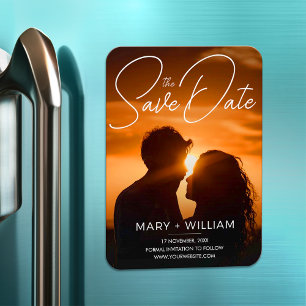 Minimalist Modern Wedding Save The Date Photo Magnet