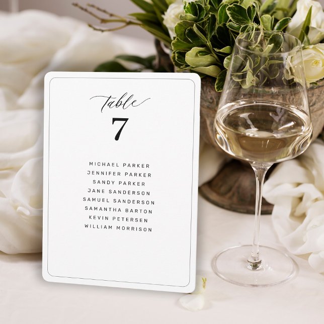 Minimalist modern wedding table seating chart card (Creator Uploaded)