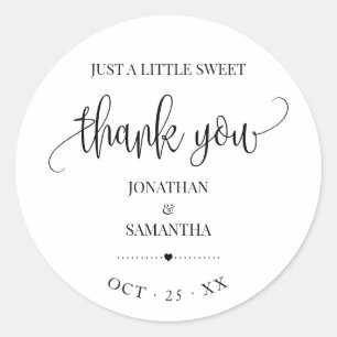Minimalist modern wedding thank you favour classic round sticker