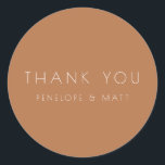 Minimalist Modern Wedding Thank You Terracotta Classic Round Sticker<br><div class="desc">Minimalist Modern Wedding Thank You Classic Round Sticker in Terracotta</div>