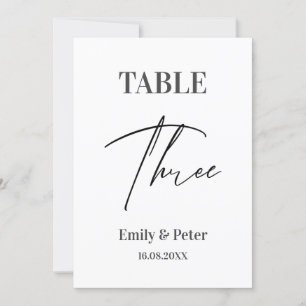 Minimalist Modern WEDDING Three Table Number Card