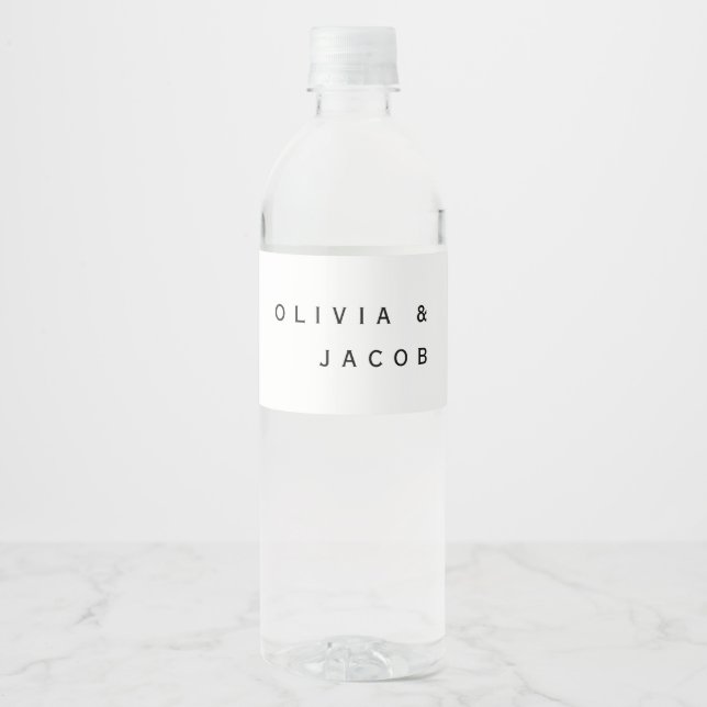 Minimalist Modern Wedding Water Bottle Label (Front)
