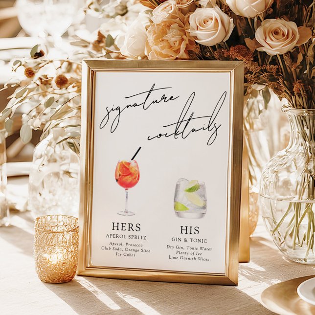 Minimalist Modern & Whimsical Signature Cocktails Poster (Creator Uploaded)