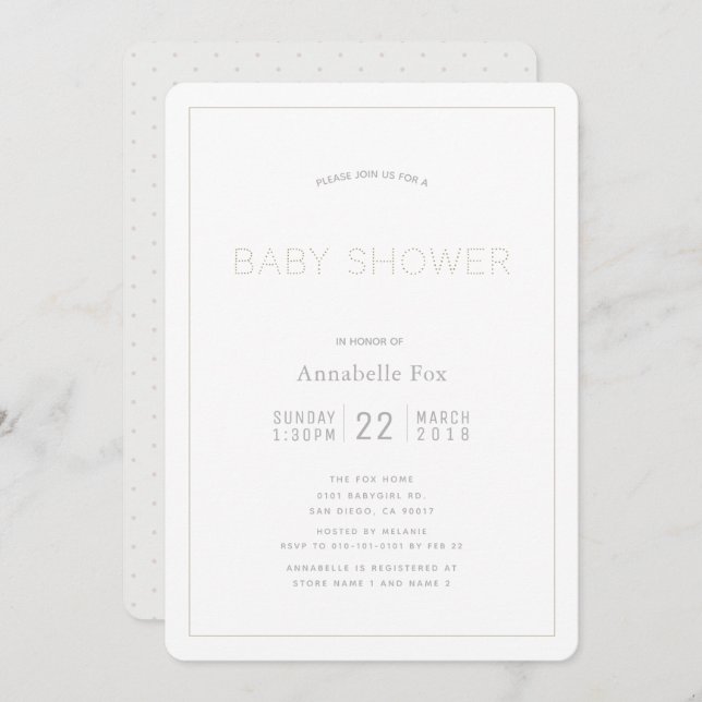 Minimalist Modern White Baby Shower Invitation (Front/Back)