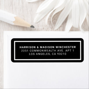 Minimalist modern white black bold frame address return address label