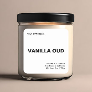 Minimalist modern white luxury candle square sticker