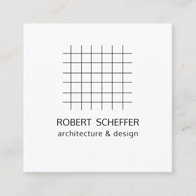 Minimalist Modern White Math Architect Designer Square Business Card (Front)