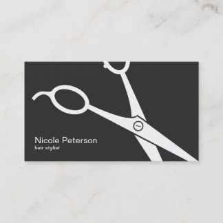 Minimalist Modern White Scissors Hair Stylist Business Card