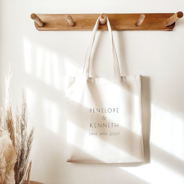 Minimalist Modern White Simple Wedding Custom Tote Bag (Creator Uploaded)