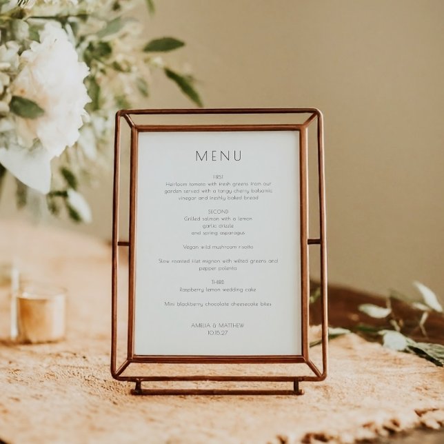 Minimalist Modern White Simple Wedding Menu Card (Creator Uploaded)