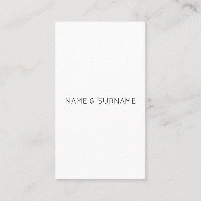 Minimalist Modern White Vertical Business Card (Front)
