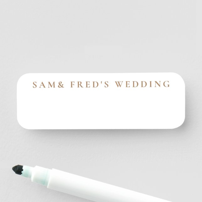 Minimalist Modern White Wedding Blank Name Tag (In Situ)