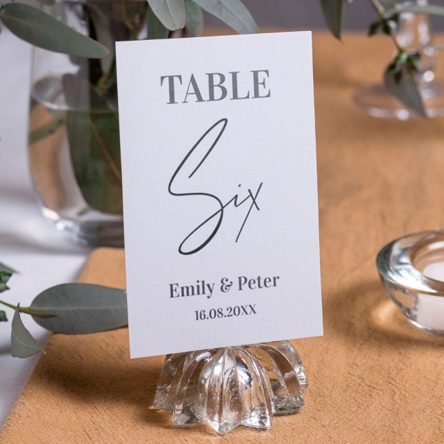 Minimalist Modern White WEDDING SIX Table Number (Creator Uploaded)