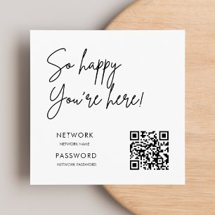 Minimalist Modern WiFi Password Wedding Sign Napkin