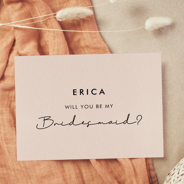 Minimalist modern Will you be my bridesmaid Postcard (Creator Uploaded)